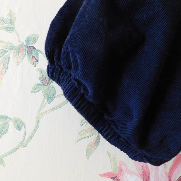 🦅 Smocked Navy Blue Velvet Crop Top - Picture 10 of 12